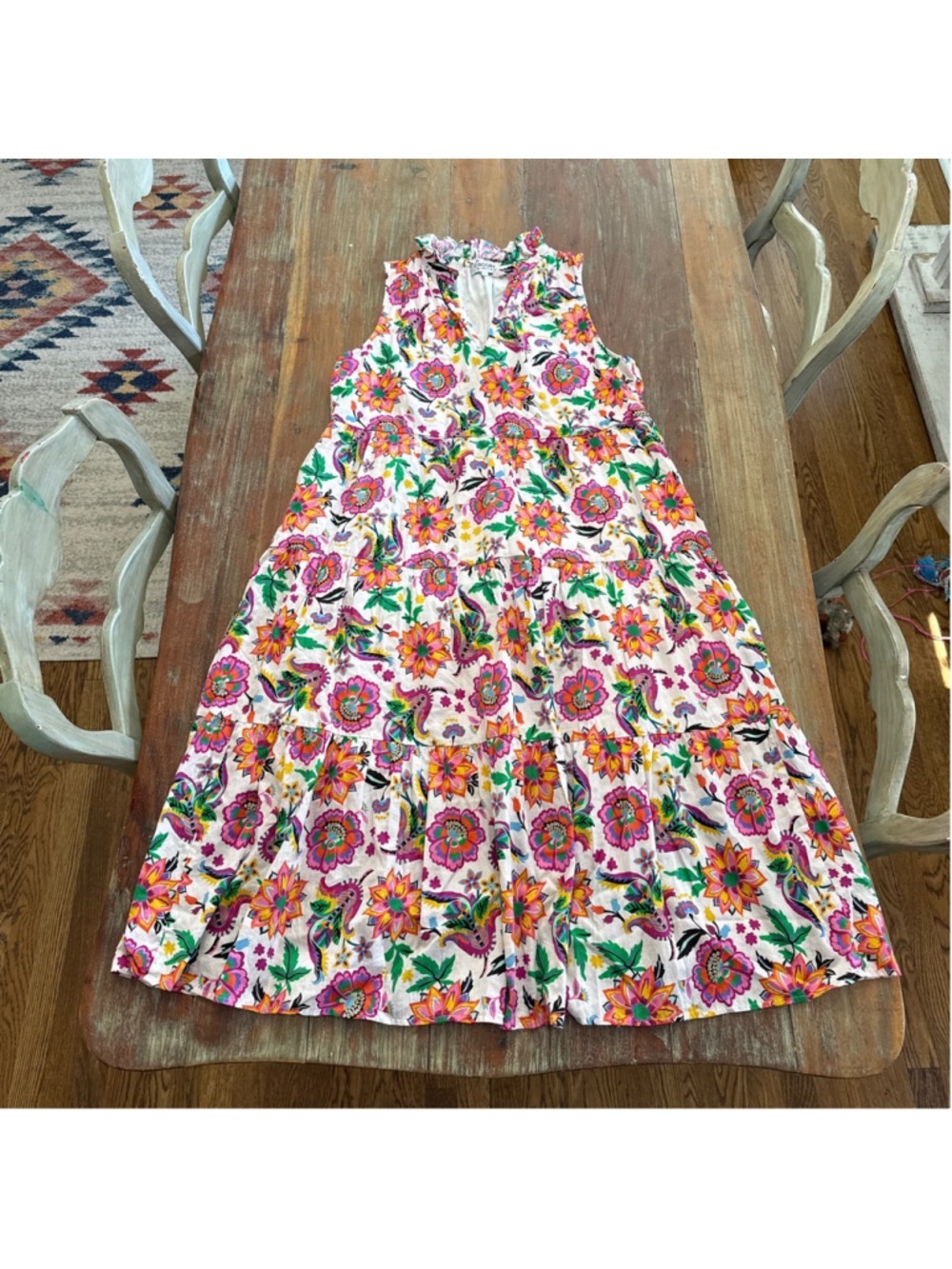 CROSBY by Mollie Burch Floral Hattie Maxi Dress Ruffle Neck Large